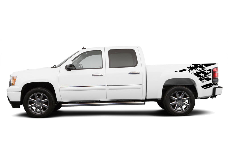 Flag side bed graphics decals for GMC Sierra 2007-2013