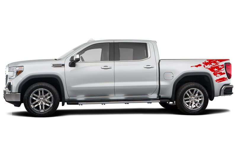 Flag side bed graphics decals for GMC Sierra