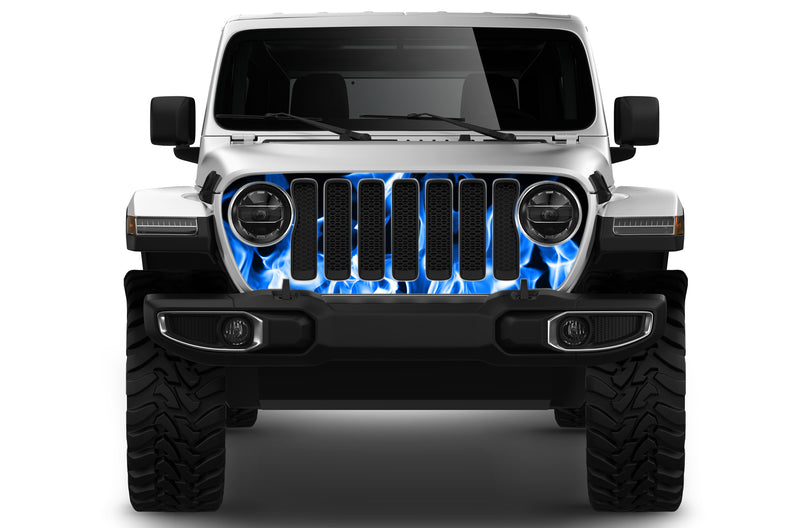 Flames print grille graphics decals compatible with Wrangler JL