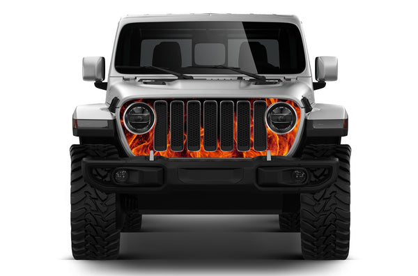 Flames print grille graphics decals compatible with Jeep Gladiator JT