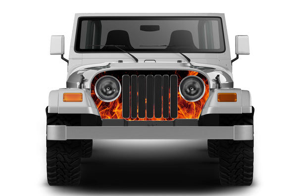 Flames print grille graphics decals for Jeep Wrangler TJ