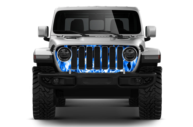 Flames print grille graphics decals compatible with Jeep Gladiator JT