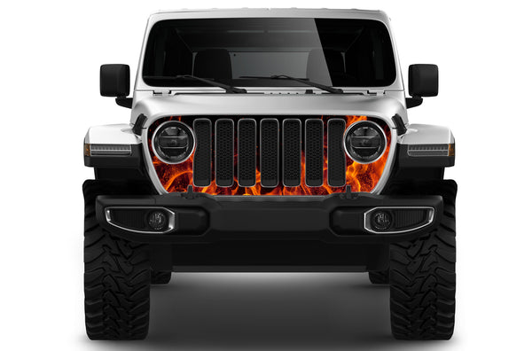 Flames print grille graphics decals compatible with Wrangler JL