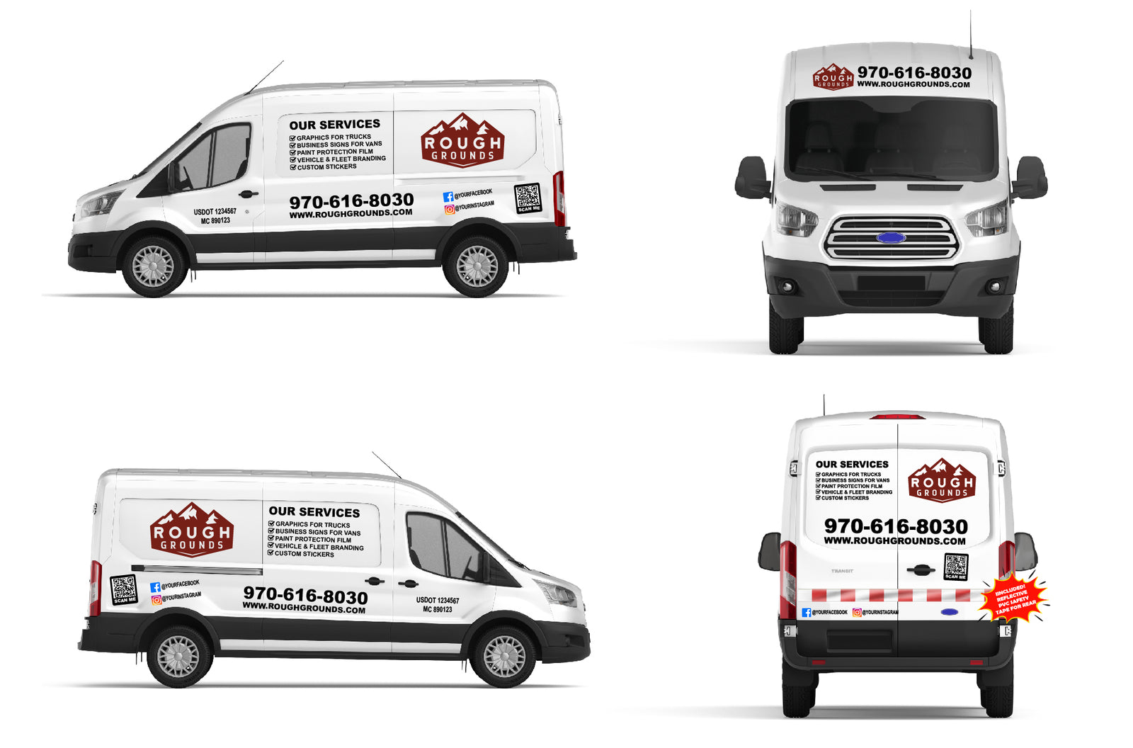 Ford Transit Full Decal Kit – Business Signs & Reflective Tape
