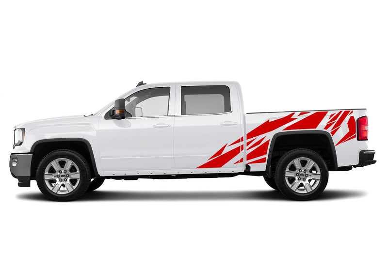 Geometric pattern side bed graphics decals for GMC Sierra 2014-2018