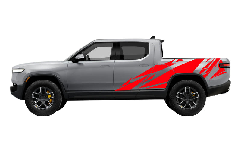 Geometric pattern side graphics decals for Rivian R1T