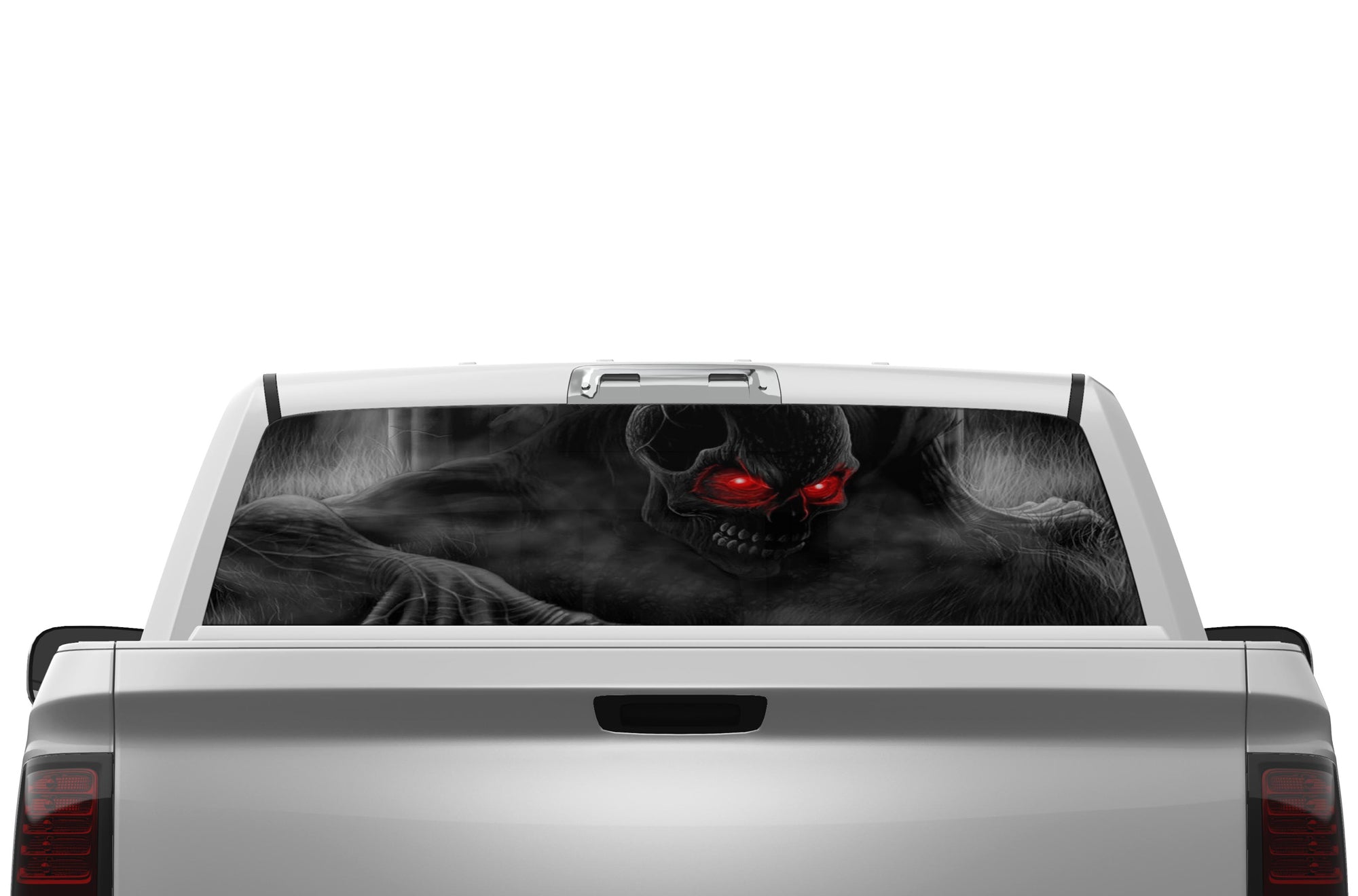 4x4 Rear Window Skull Emblems Ghost skull perforated rear window decals for Dodge Ram 2009-2018