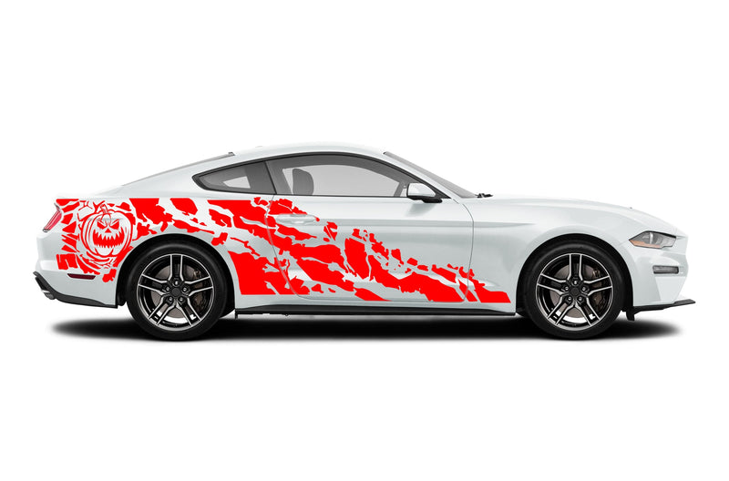 Halloween pumpkin side graphics decals for Ford Mustang 2015-2023