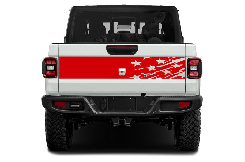 Tattered US flag tailgate graphics decals compatible with Jeep Gladiator JT