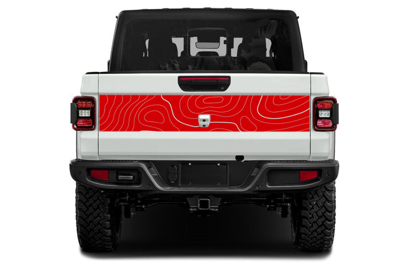 Topographic style tailgate graphics decals compatible with Jeep Gladiator JT