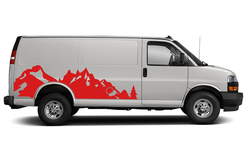 Mountain Range Side Graphics Decals for Chevrolet Express