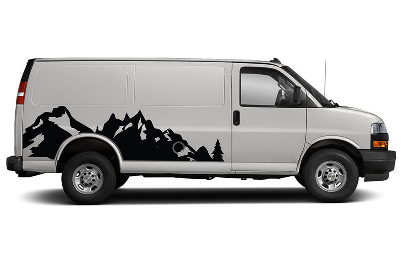 Mountain Range Side Graphics Decals for Chevrolet Express