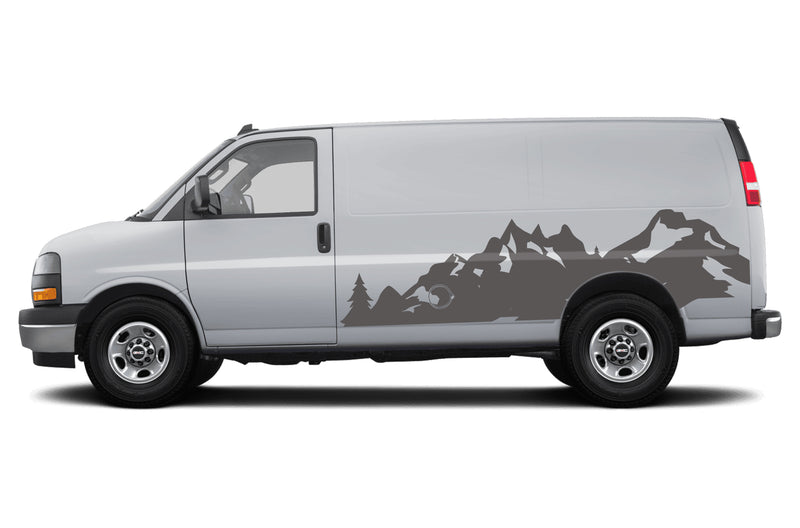 Mountain Range Side Graphics Decals for GMC Savana