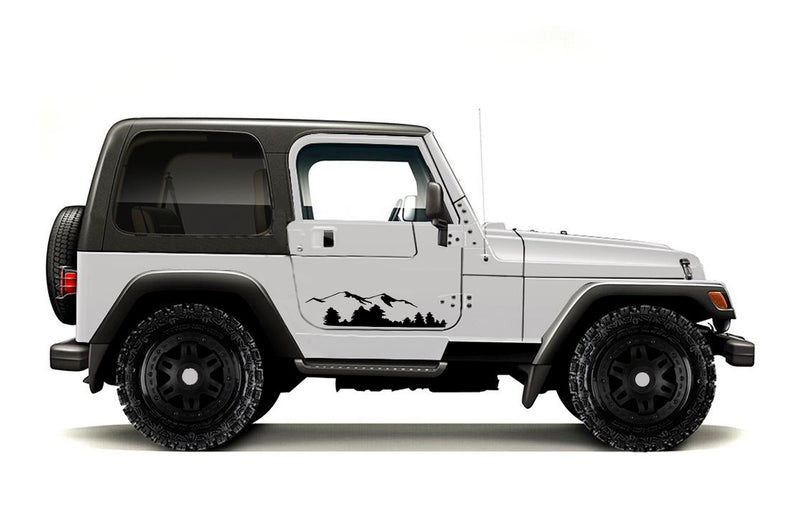 Mountain door graphics decals for Jeep Wrangler TJ