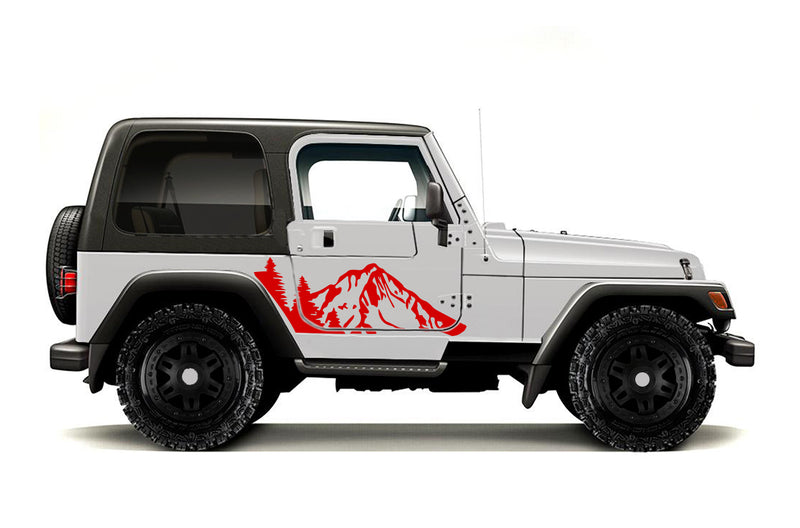 Mountain forest side graphics decals for Jeep Wrangler TJ