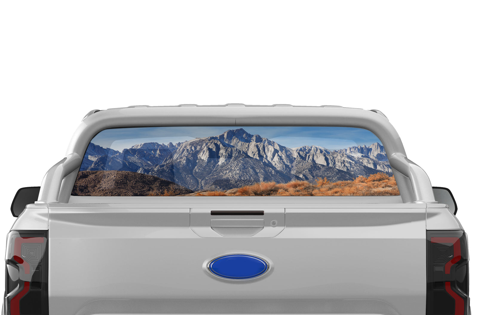 Mountain perforated rear window decal for Ford Ranger 2019-2023