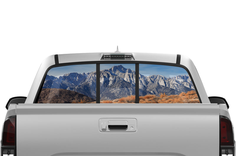 Mountain perforated rear window graphics decals for Toyota Tacoma