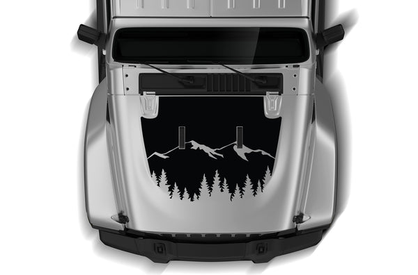 Mountain trees graphics hood decals for Jeep Gladiator JT