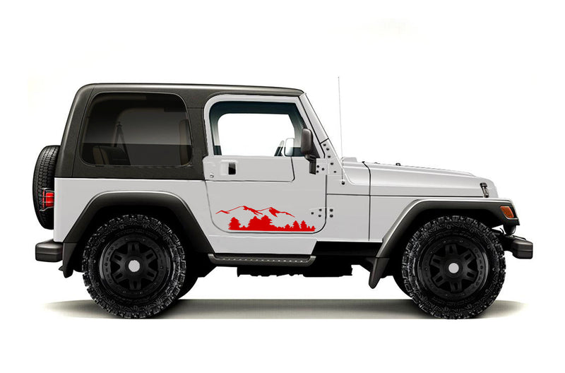 Mountain door graphics decals for Jeep Wrangler TJ