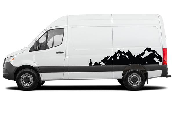 Mountain range side graphics decals for Mercedes Sprinter