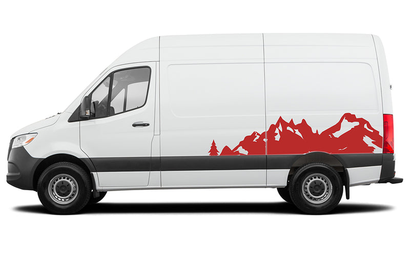 Mountain range side graphics decals for Mercedes Sprinter