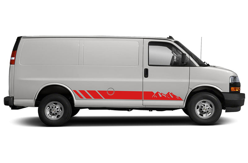 Mountains Stripes Side Graphics Decals for Chevrolet Express