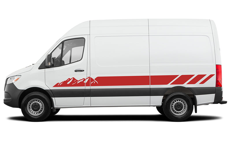 Mountains stripes side graphics decals for Mercedes Sprinter