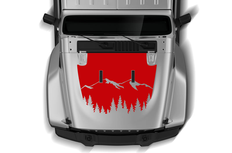 Mountain trees hood graphics decals compatible with Jeep Gladiator JT