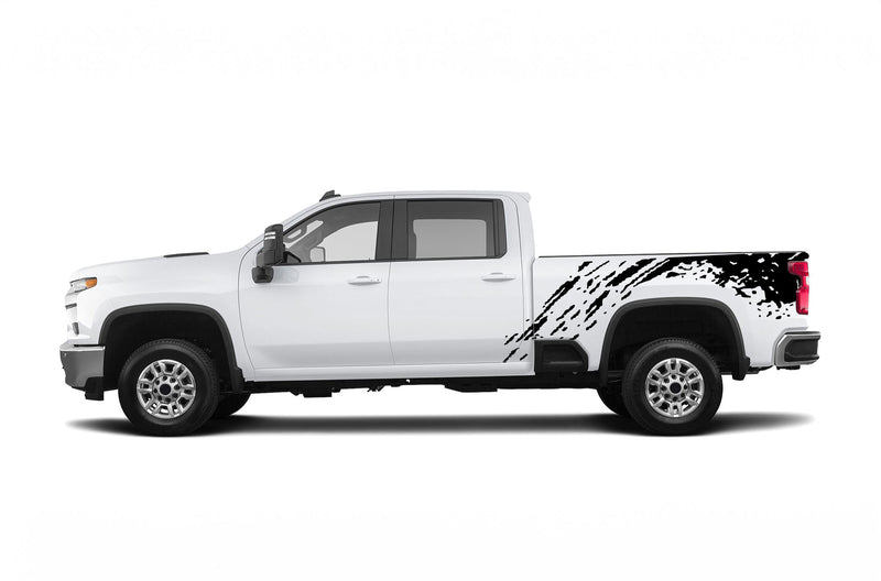 Mud splash bed side graphics decals for Chevrolet Silverado 2500HD