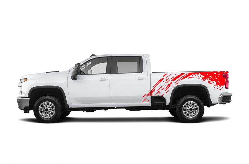 Mud splash bed side graphics decals for Chevrolet Silverado 2500HD