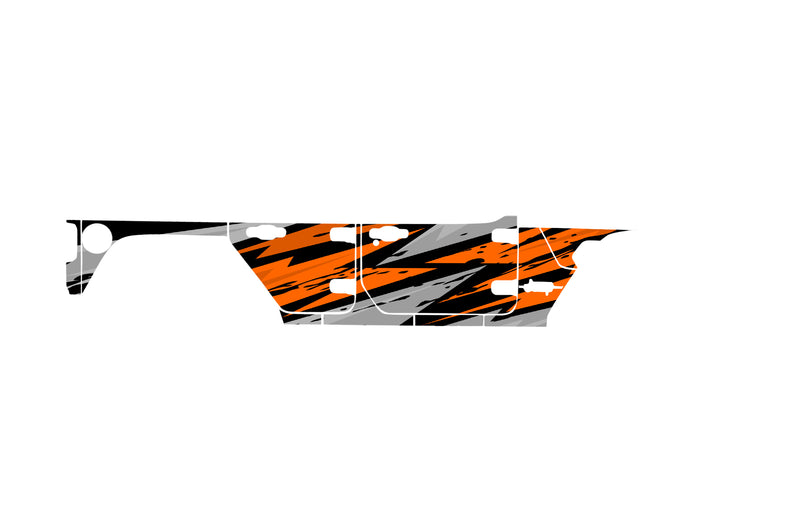 Orange thunder style full side graphics decals for Jeep Wrangler JL