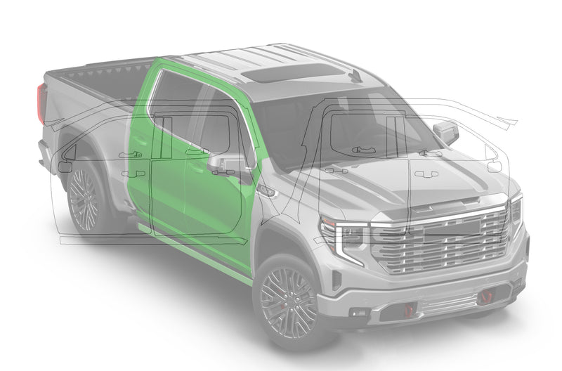 Pre-cut paint protection film kit for GMC Sierra Doors and Side Skirts