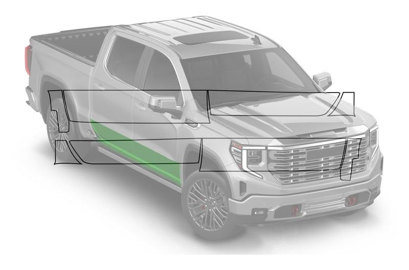 Pre-cut paint protection film (PPF) kit for GMC Sierra Rocker Panels