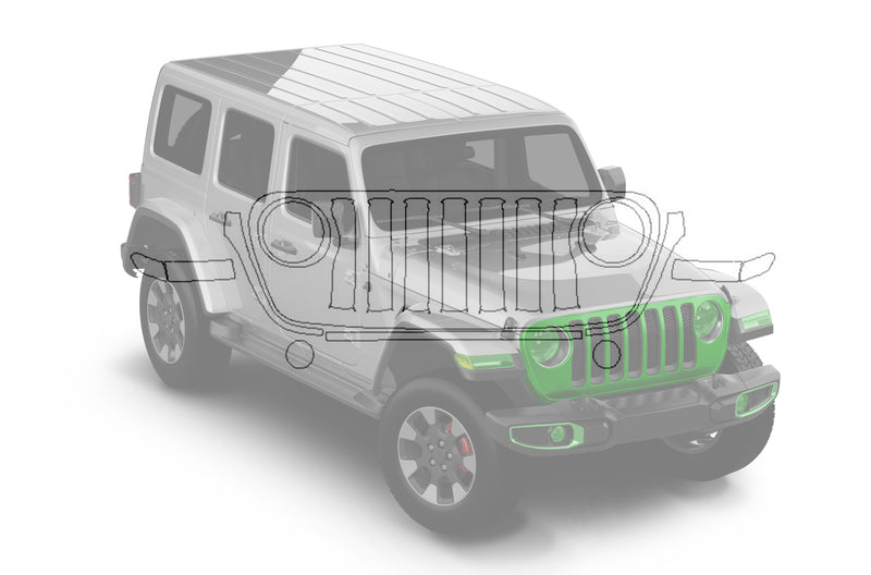 Pre-cut paint protection film kit for Wrangler JL grille and headlamp