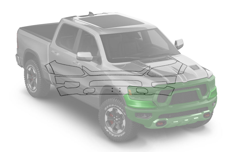 Pre-cut paint protection film kit for Dodge Ram bumper and headlamp