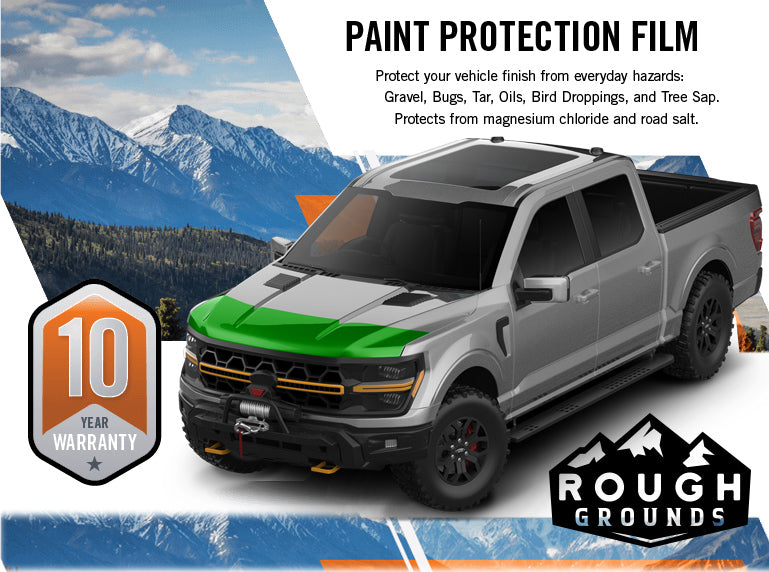 Pre-cut paint protection film (PPF) kit compatible with Ford F150 (Partial Hood)