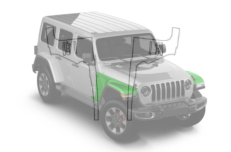 Pre-cut paint protection film (PPF) kit for Wrangler JL Fenders