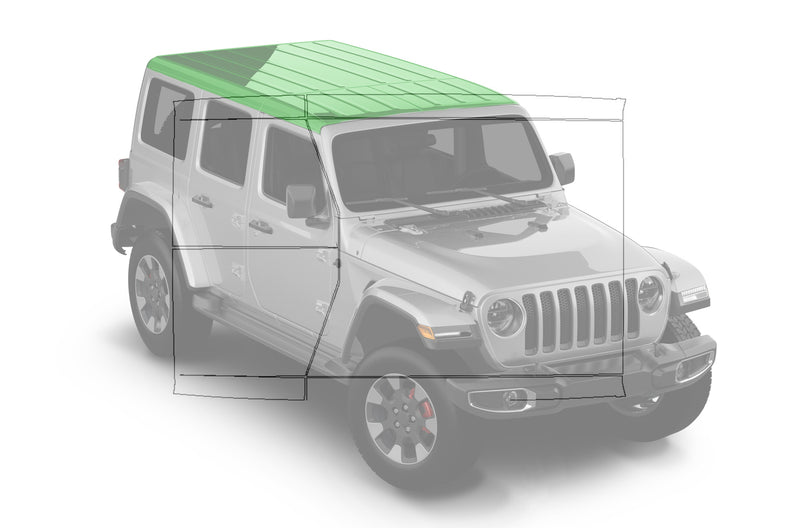 Pre-cut paint protection film (PPF) kit compatible with Jeep Wrangler JL (Roof)