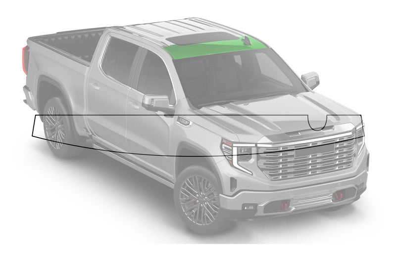 Pre-cut paint protection film (PPF) kit for GMC Sierra Partial Roof