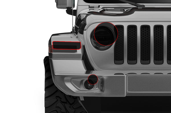 Precut headlight tint film compatible with Jeep Wrangler JL