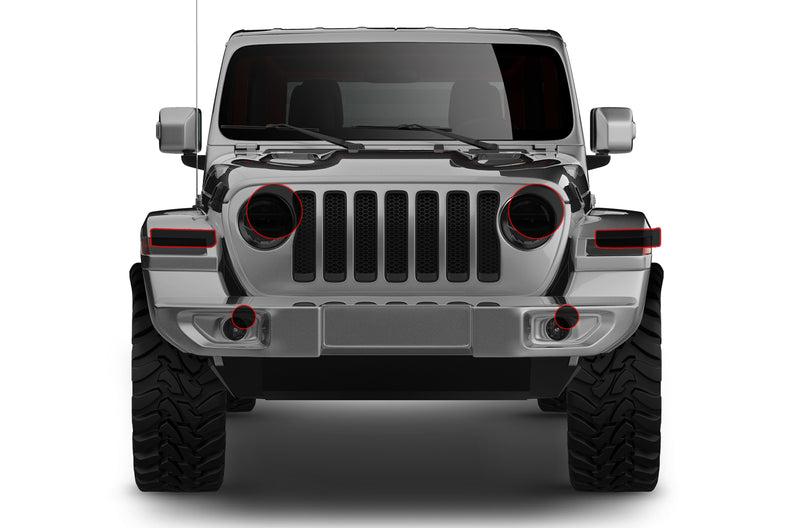 Precut headlight tint film compatible with Jeep Wrangler JL