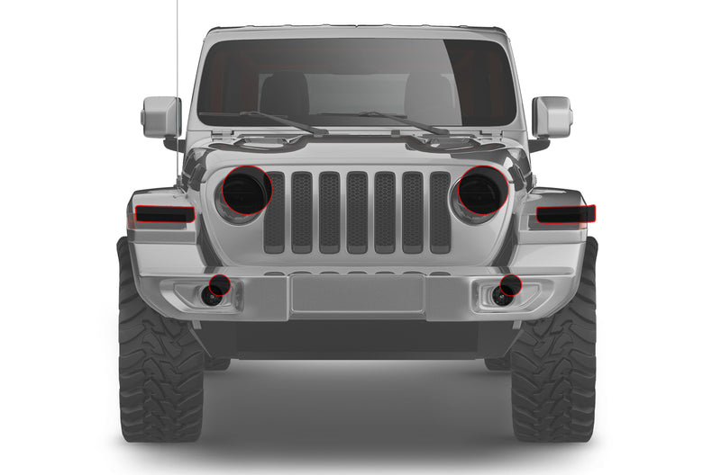 Precut headlight tint film compatible with Jeep Wrangler JL