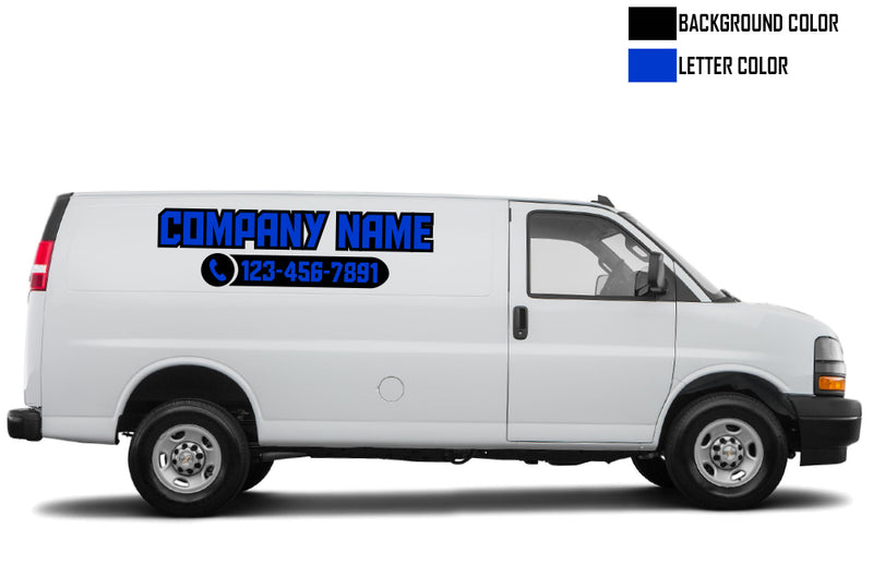 Custom Business Name & Phone Number Vinyl Decals for Chevrolet Express
