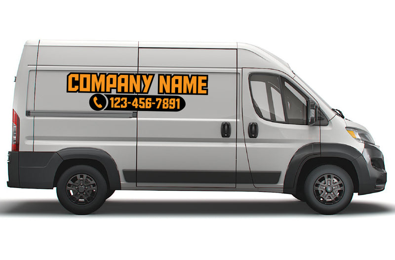 Custom Business Name & Phone Number Vinyl Decals for Ram ProMaster