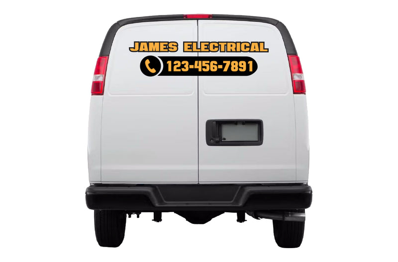 Custom Business Name & Phone Number Vinyl Decals for Chevrolet Express
