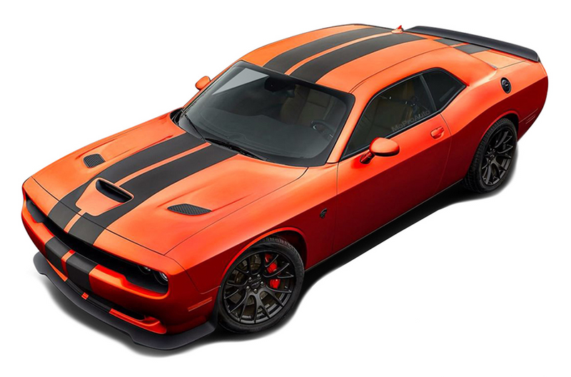 Dual rally racing stripes decals graphics compatible with Dodge Challenger Hellcat 2015-2018