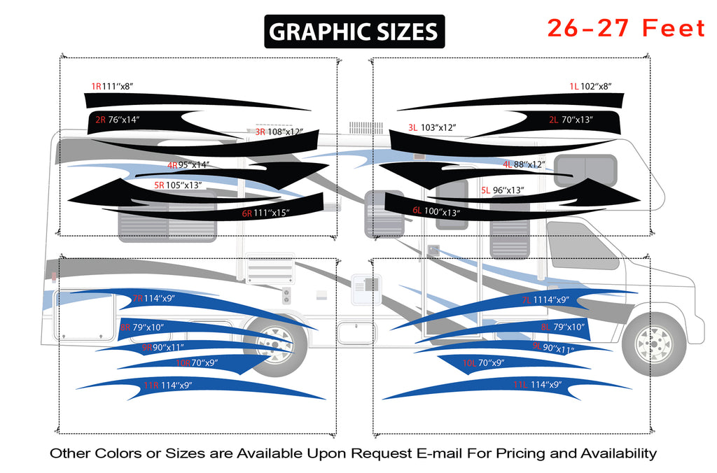 Replacement Rv Graphics Decals Replacement graphics decals for RVs Motorhome Class C (kit RG15003)