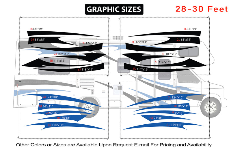 Replacement graphics decals for RVs Motorhome Class C (kit RG15003)