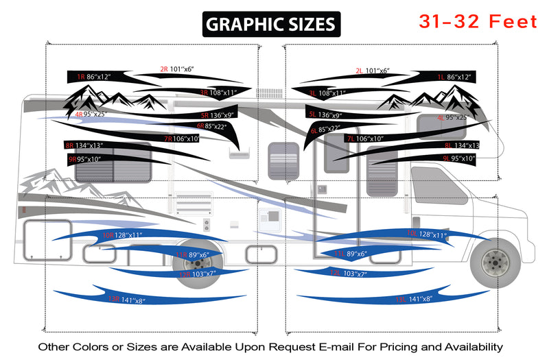 Replacement graphics decals for RVs Motorhome Class C (kit RG15004)