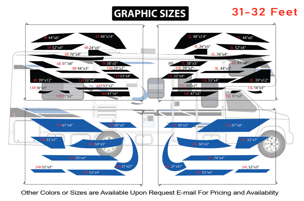 Type C Rv Sticker Replacement graphics decals for RVs Motorhome Class C (kit RG15005)